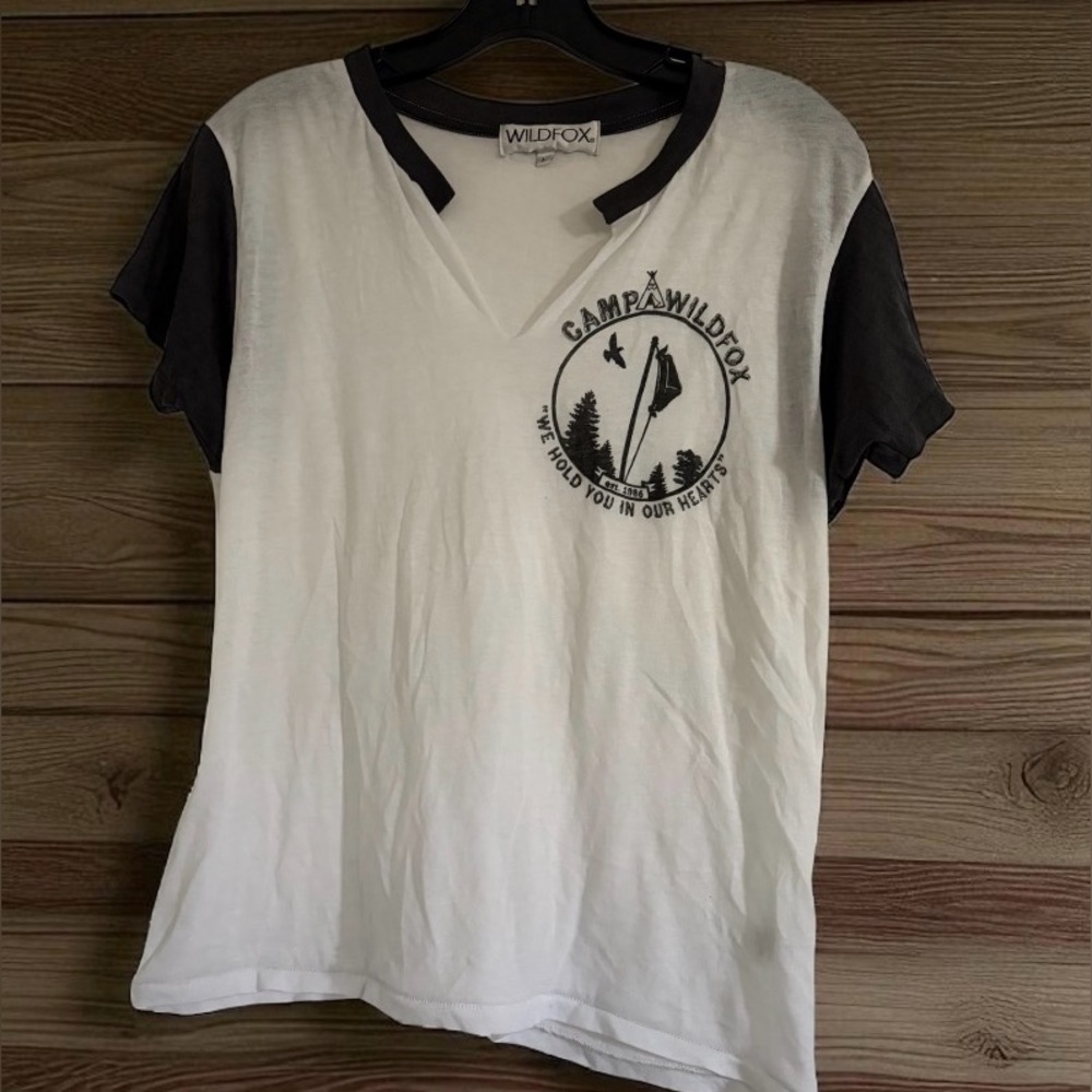 Wildfox White and Charcoal Camp T-Shirt